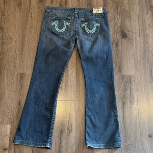 💜True Religion Women's Blue Boot Cut Jeans Casual Confortable Stylish Chic Cute